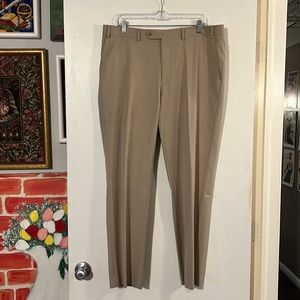 Michael Kors mens tan flat front trousers